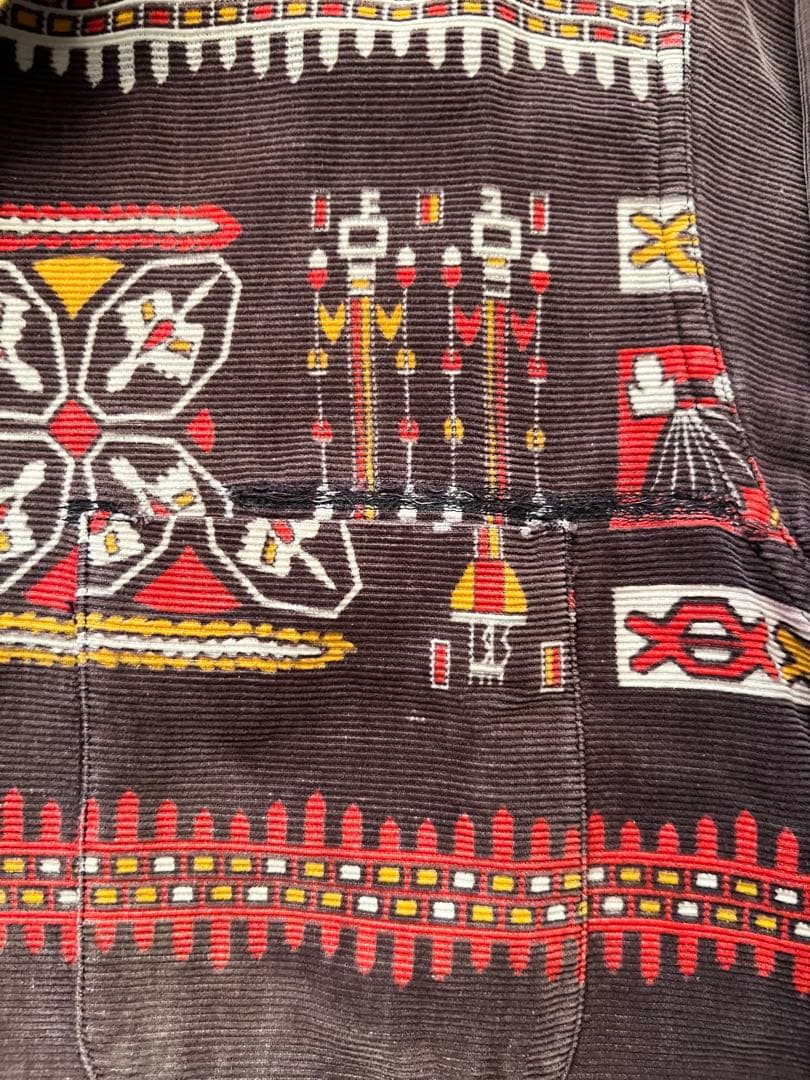 1950年代 50s プリントコーデュロイ シャツ　フェード