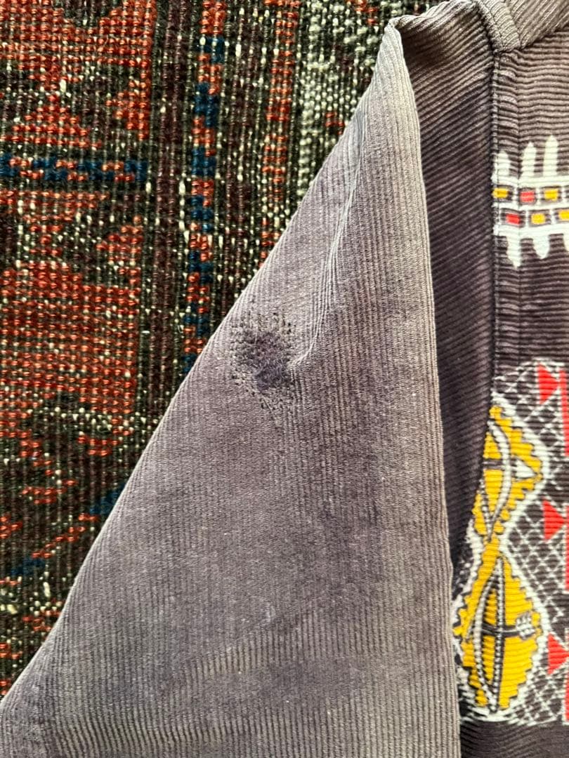 1950年代 50s プリントコーデュロイ シャツ　フェード