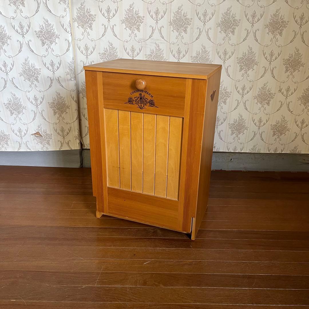 【アンティーク】北欧レトロ 木製 ダストボックス ゴミ箱 カントリー 古道具