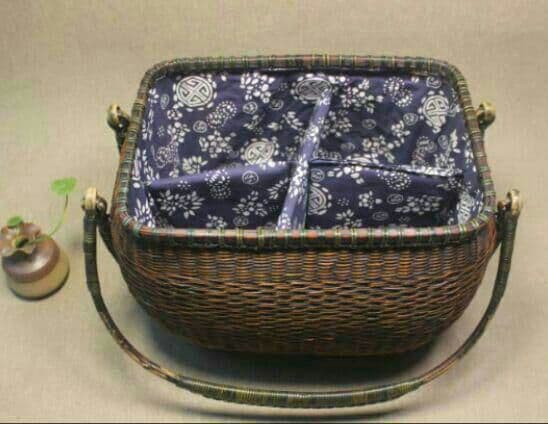 {竹編みバッグ 茶道具収納 収納ケース古風 職人手作り0