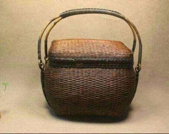 {竹編みバッグ 茶道具収納 収納ケース古風 職人手作り0