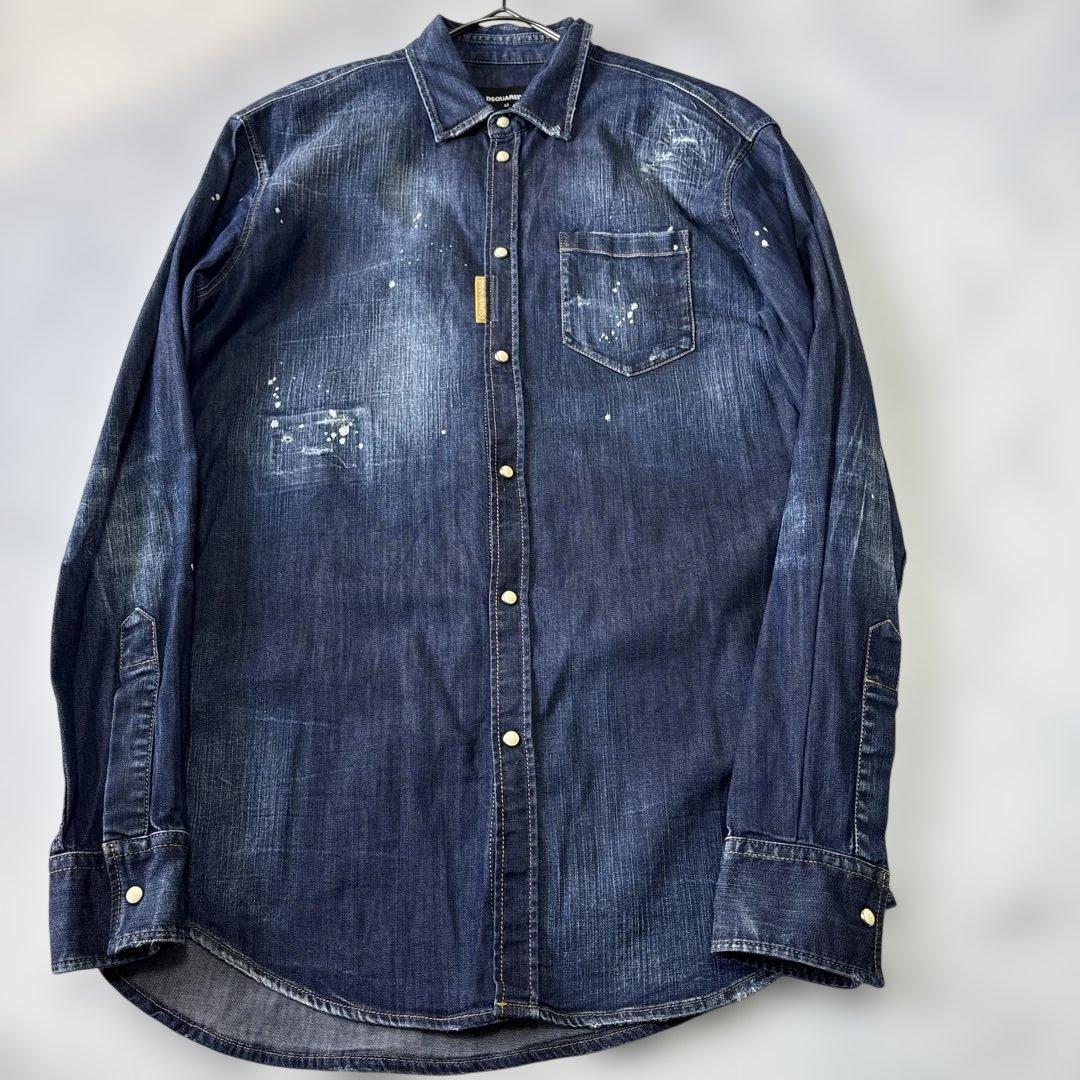 ✨美品✨現行DSQUARED2 ディースクエアード ダメージ加工 デニムシャツ