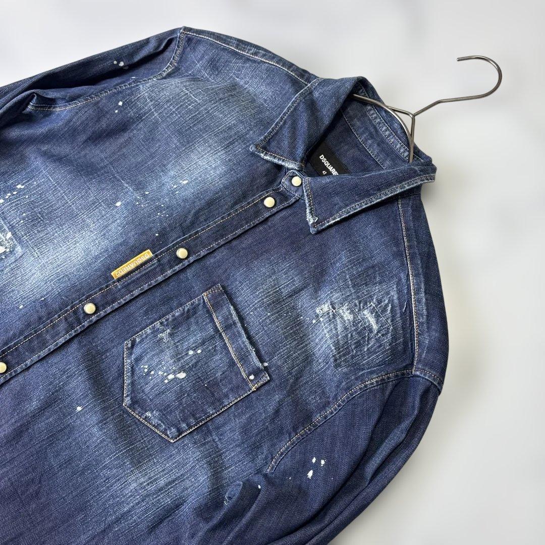 ✨美品✨現行DSQUARED2 ディースクエアード ダメージ加工 デニムシャツ