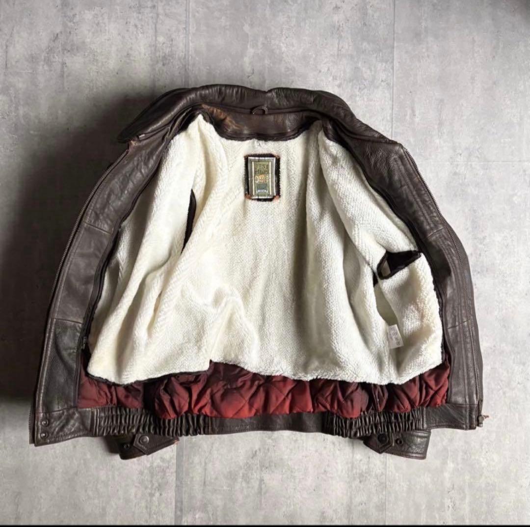 【90s vintage】A-2 フライトジャケット　ライナー　本革　短丈