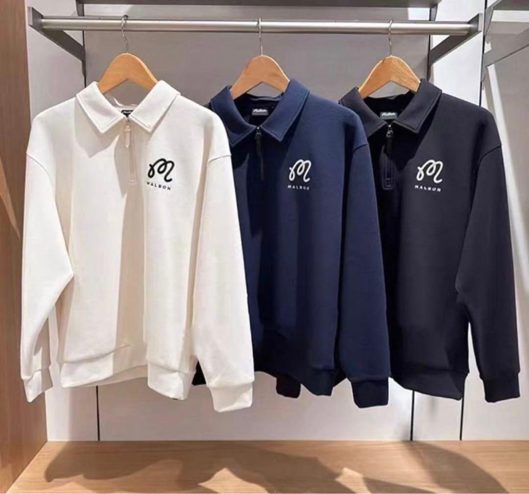 即日発送新品ゴルフ MALBON GOLF 長袖ハーフジップスウェット L