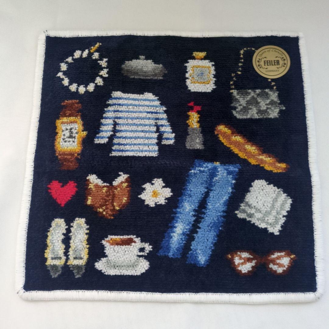 IENA ×FELLER コラボハンカチ ネイビー×白