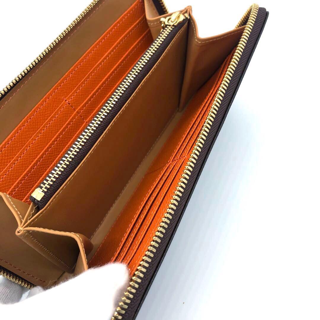 未使用✨長財布　ラウンドファスナー チョコ　オレンジ
