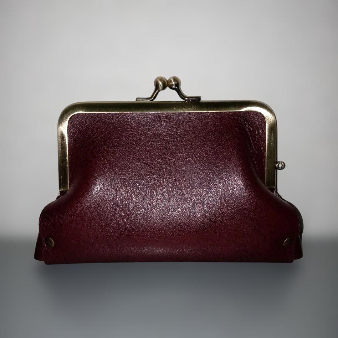 姫路レザー　親子がま口財布　コンパクト財布　紫　パープル　ヴァイオレット　がま口