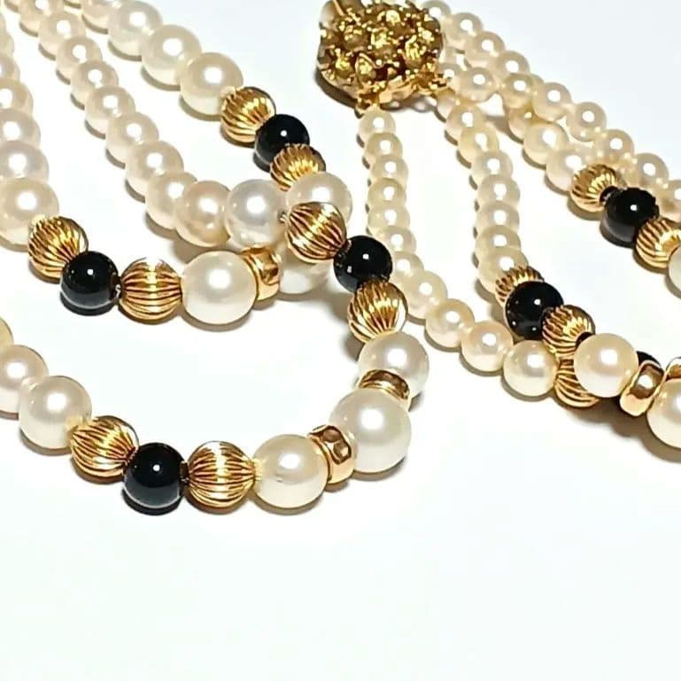 本真珠　アコヤ真珠　2連　ネックレスチョーカーブレスレット シルバー