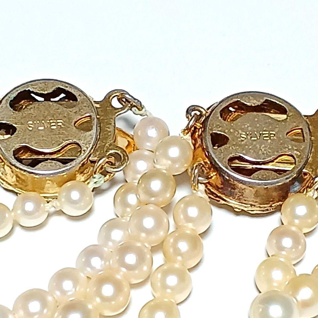 本真珠　アコヤ真珠　2連　ネックレスチョーカーブレスレット シルバー