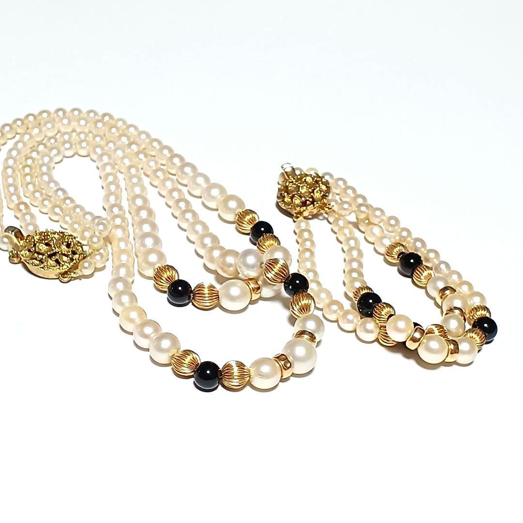 本真珠　アコヤ真珠　2連　ネックレスチョーカーブレスレット シルバー