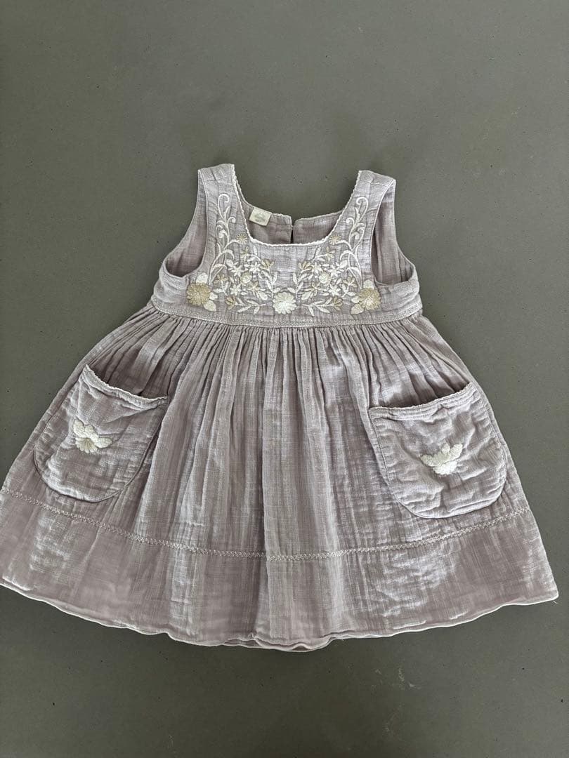 刺繍　ワンピース　パープル　ハンドメイド　handmade