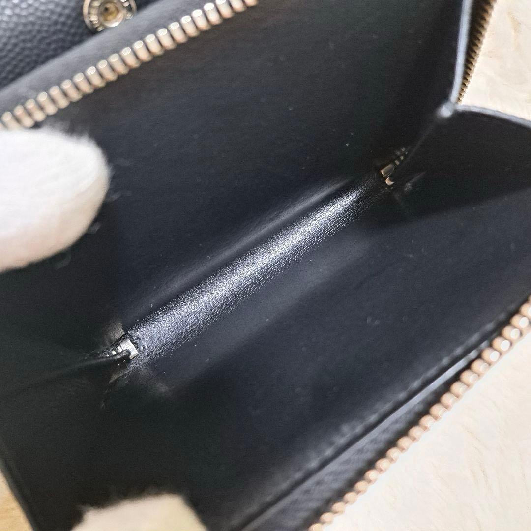 ✨極美品✨サンローラン　二つ折り　キャビアスキン　カサンドラ　ブラック　レザー