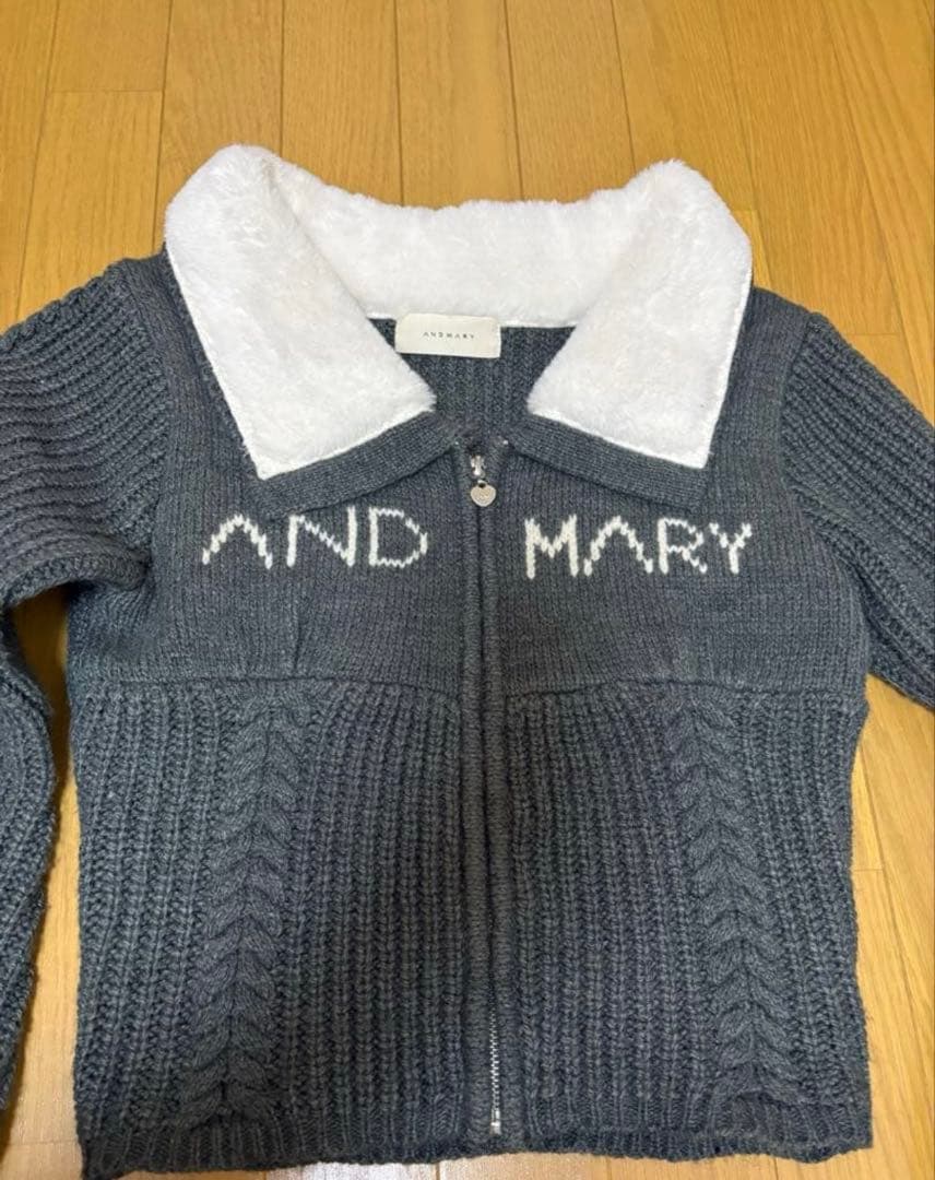 トップス andmary Mary logo zip tops gray