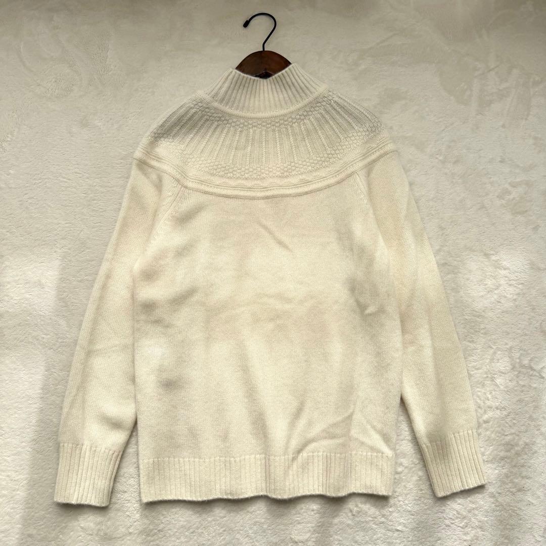 レリアン 上質カシミヤ100% ニット セーター 白 ホワイト トップス