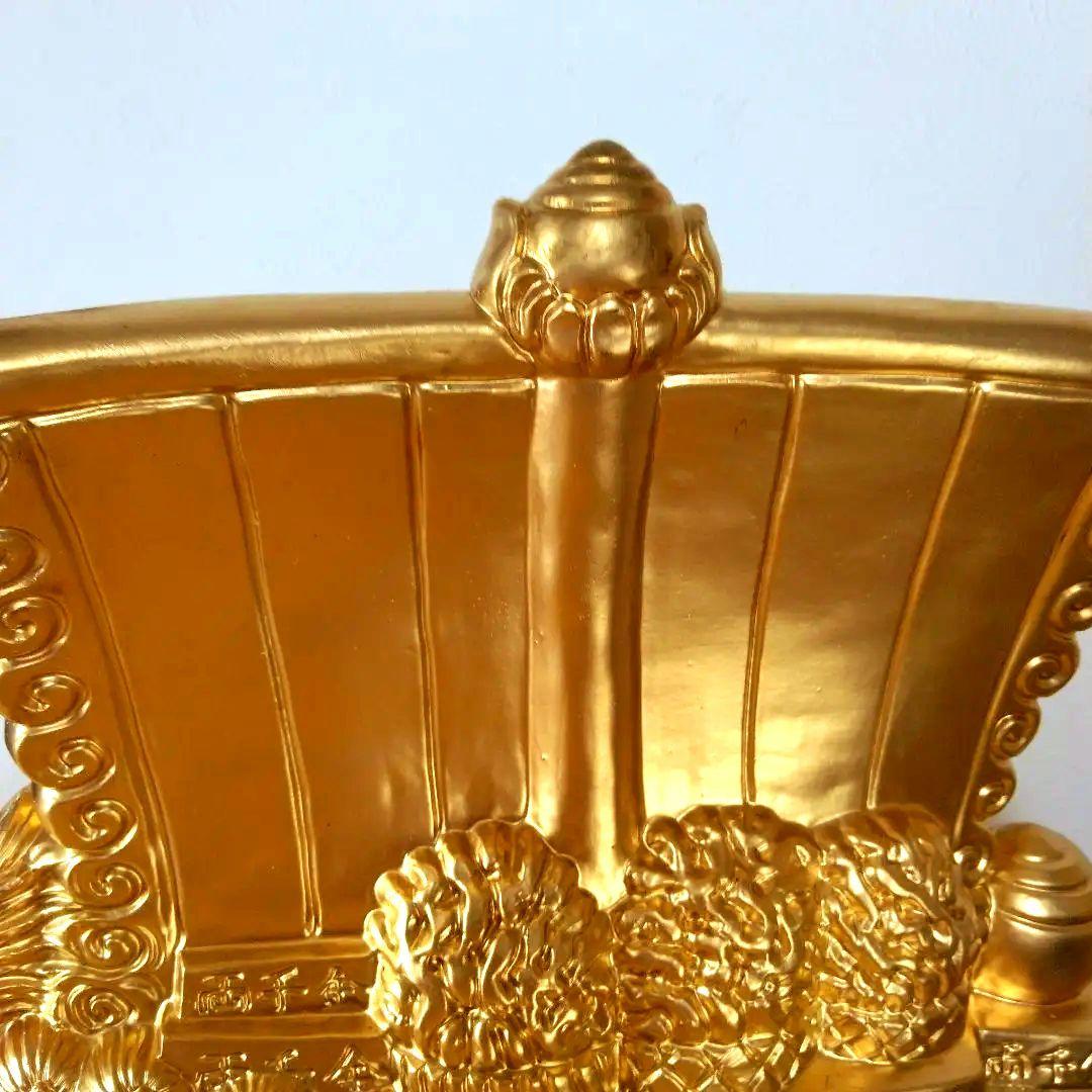 特大 金色宝船 金七福神 千両箱 開運 高43cm オブジェ 風水 陶器製