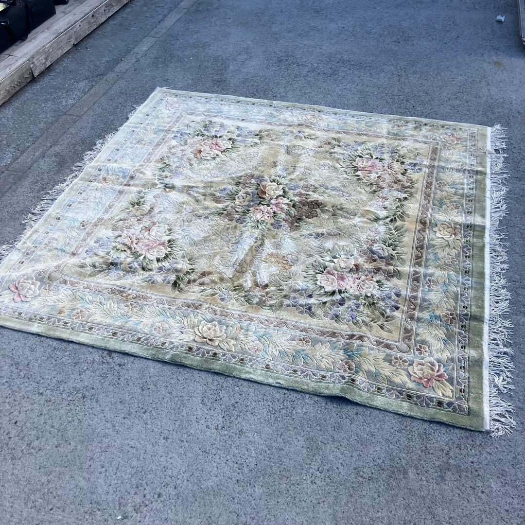 昭和レトロ アラベスク模様 花柄 ペルシャ絨毯 大型絨毯 カーペット ラグ