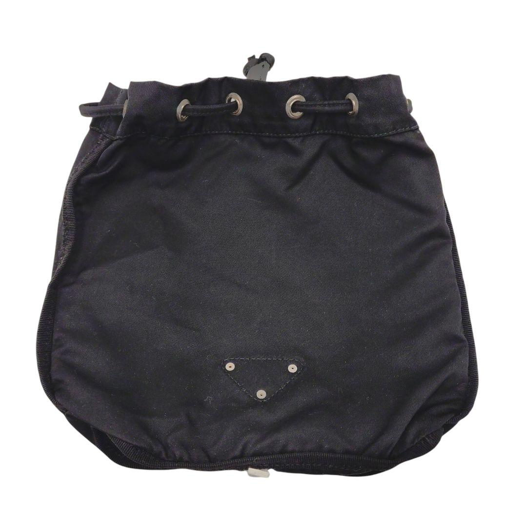 ★美品★PRADA プラダ 巾着 ポーチ 三角ロゴ ナイロン ブラック 黒