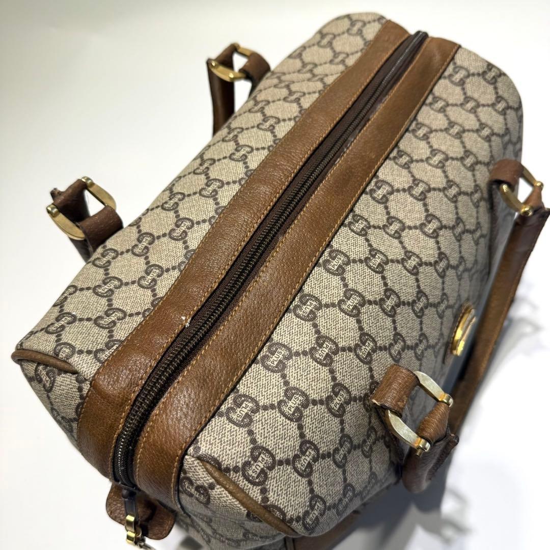 美品 オールドグッチ グッチプラス GGスプリーム ロゴ金具 ボストンバッグ