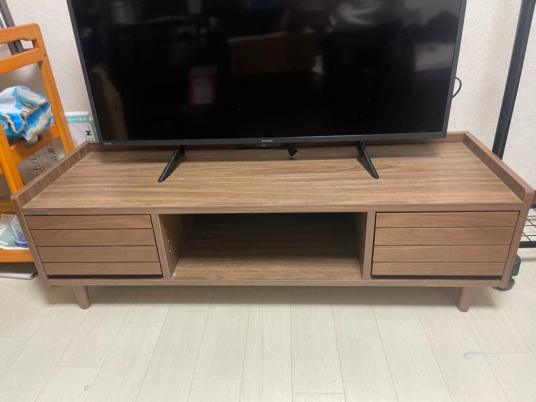 ブラウン 木製 テレビ台 引き出し付き