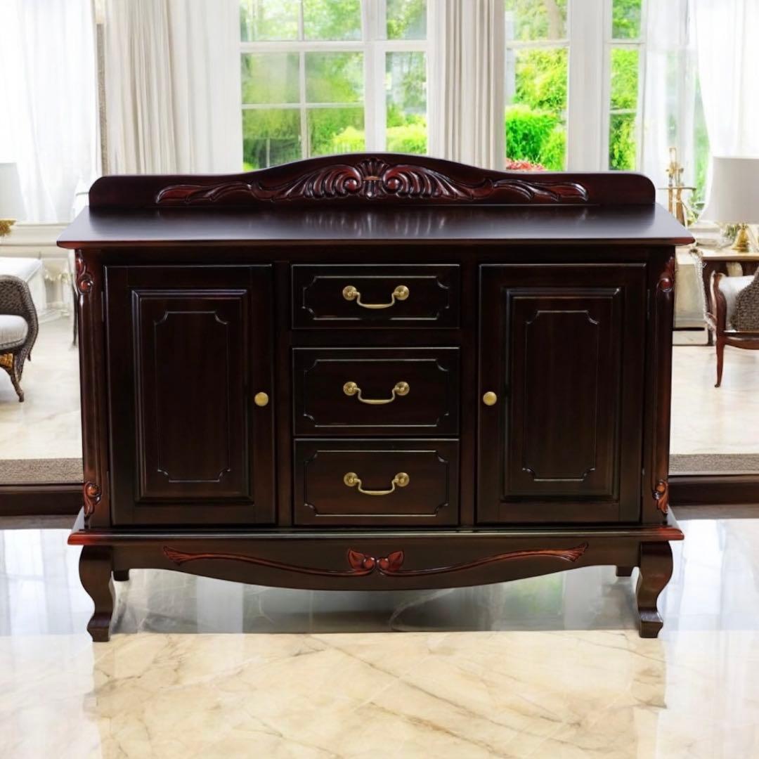 F新品 アンティーク調 キャビネット 110 リビング収納 本棚 食器棚 ボード