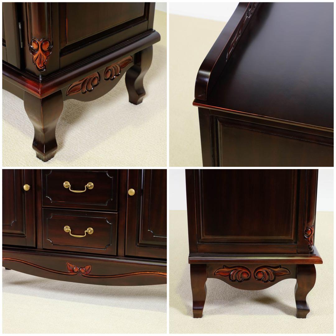 F新品 アンティーク調 キャビネット 110 リビング収納 本棚 食器棚 ボード