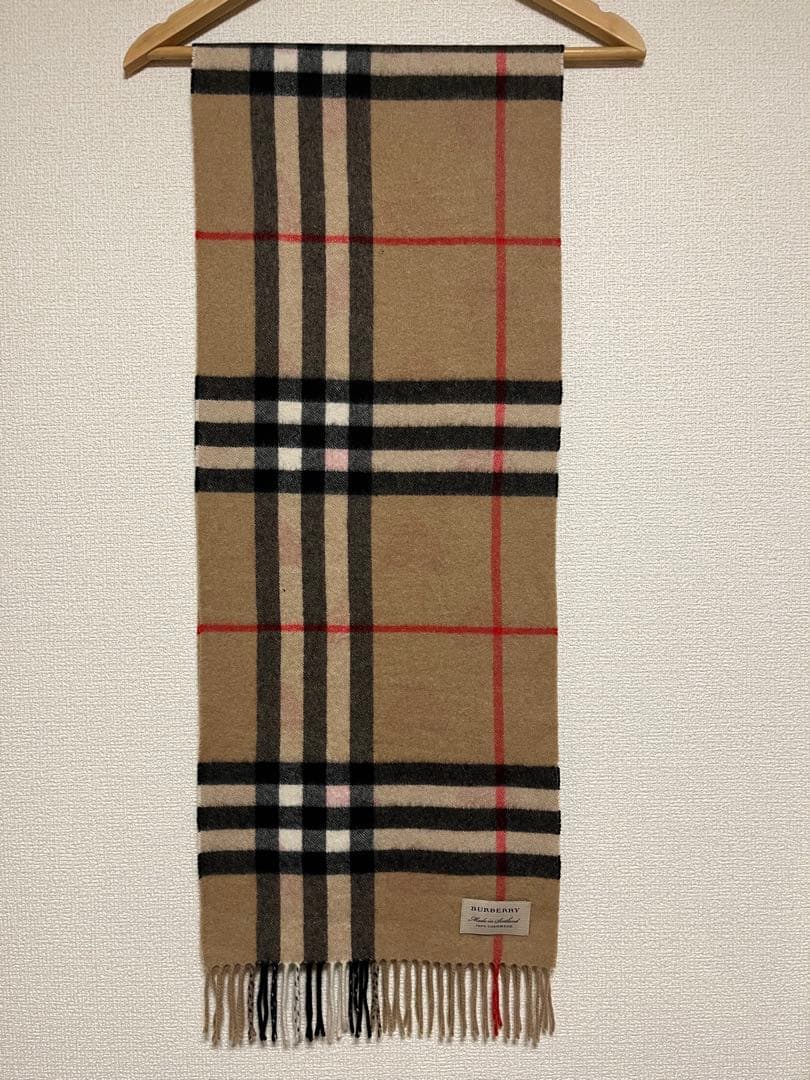 BURBERRY バーバリー マフラー カシミア100％　ハートレッド　傷有