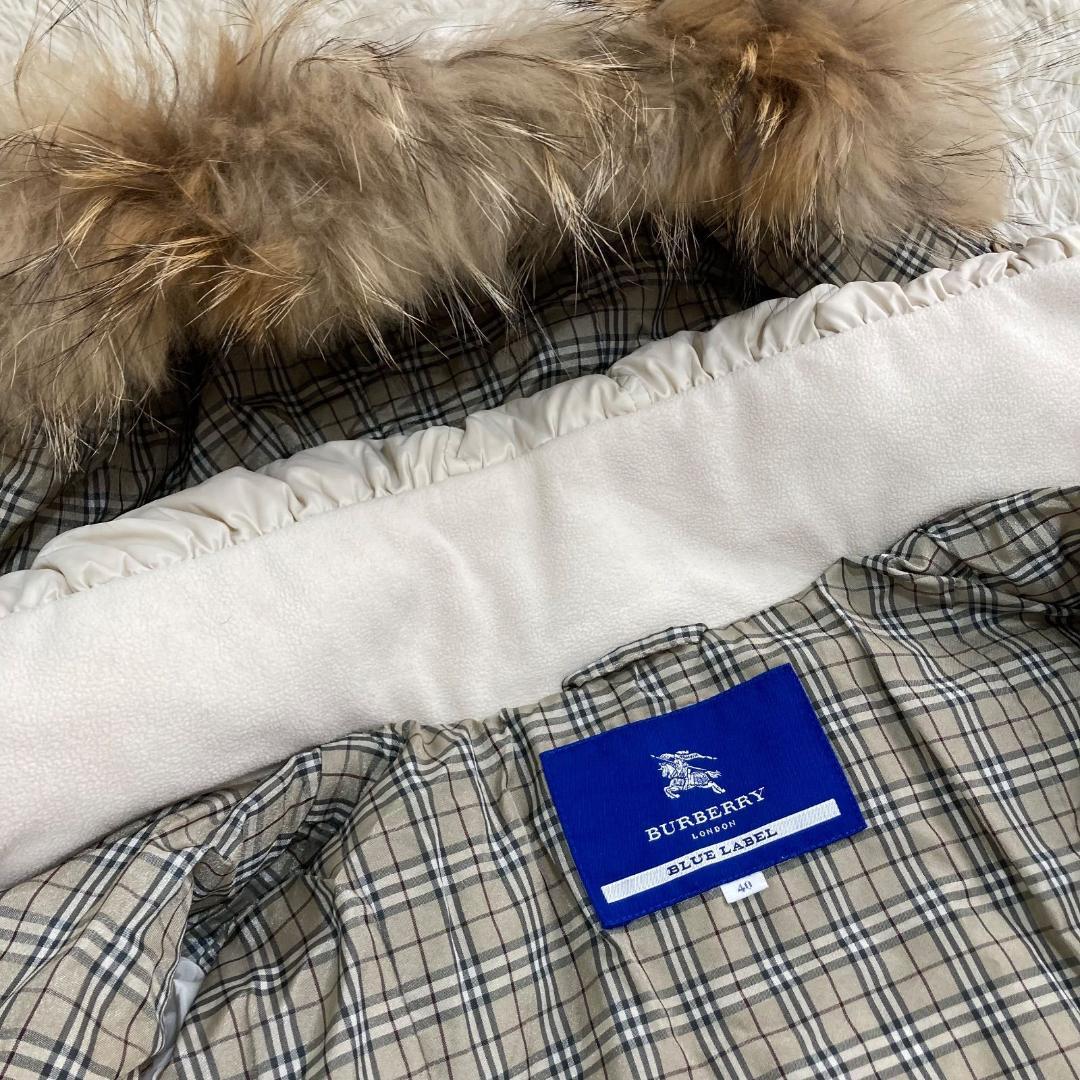 17011✨バーバリーブルーレーベル 40 ノバチェック ロングダウンジャケット