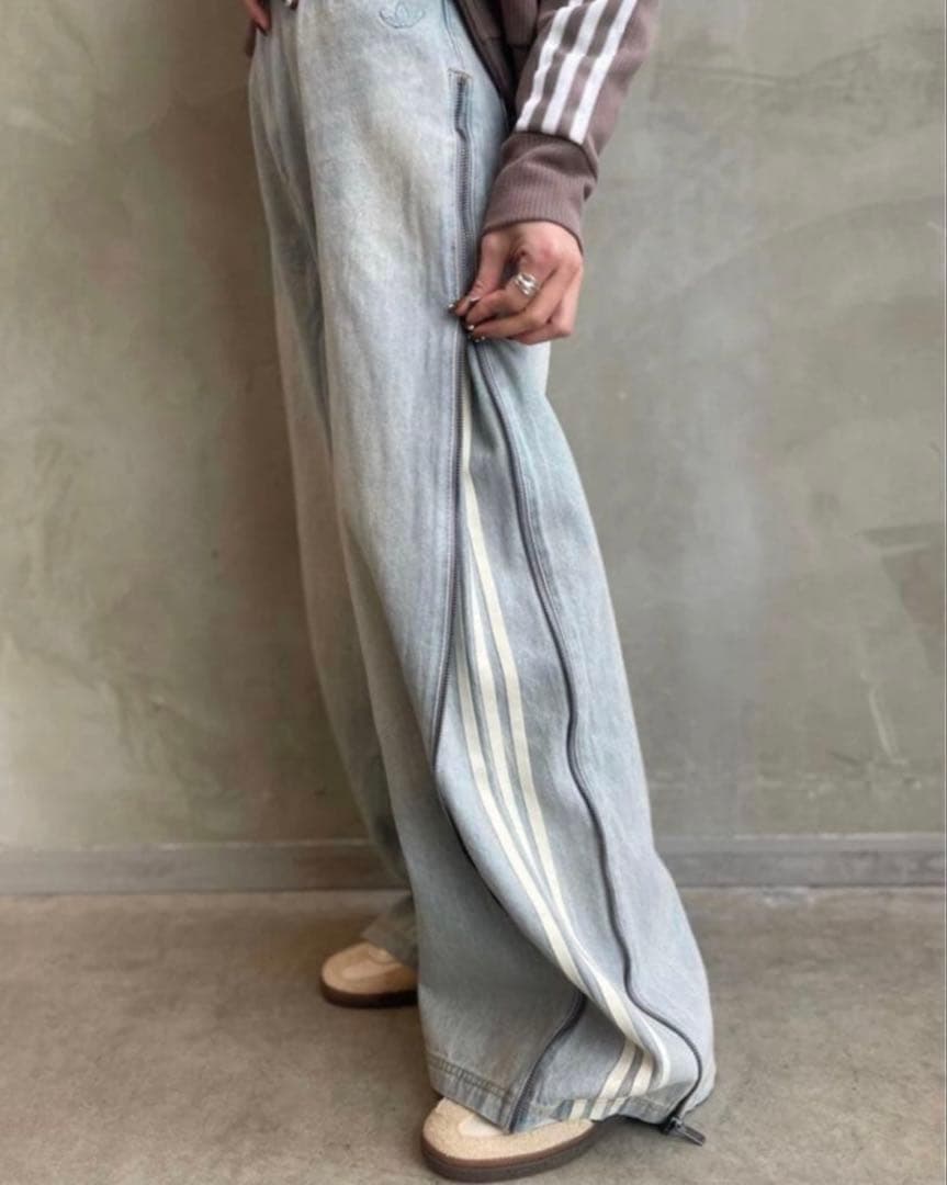 【新品】アディダス　デニムジップパンツ24インチJX9210