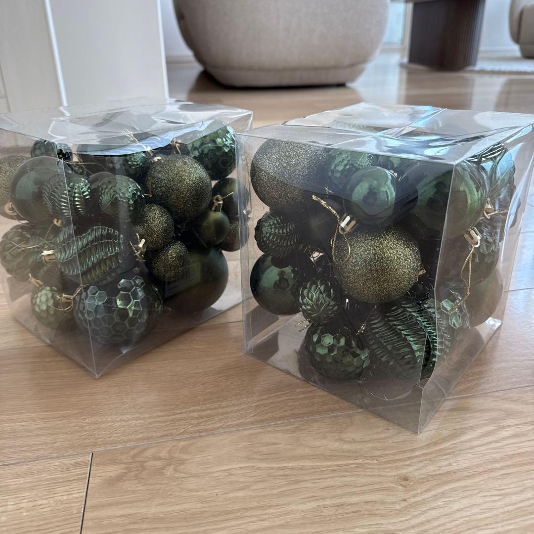 クリスマスオーナメント ダークグリーン 2セット