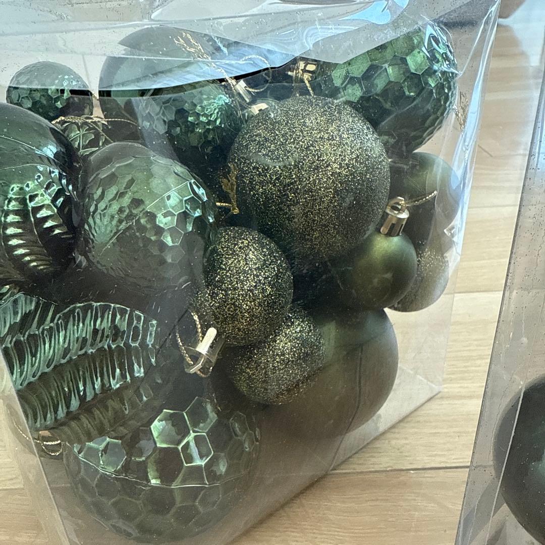 クリスマスオーナメント ダークグリーン 2セット