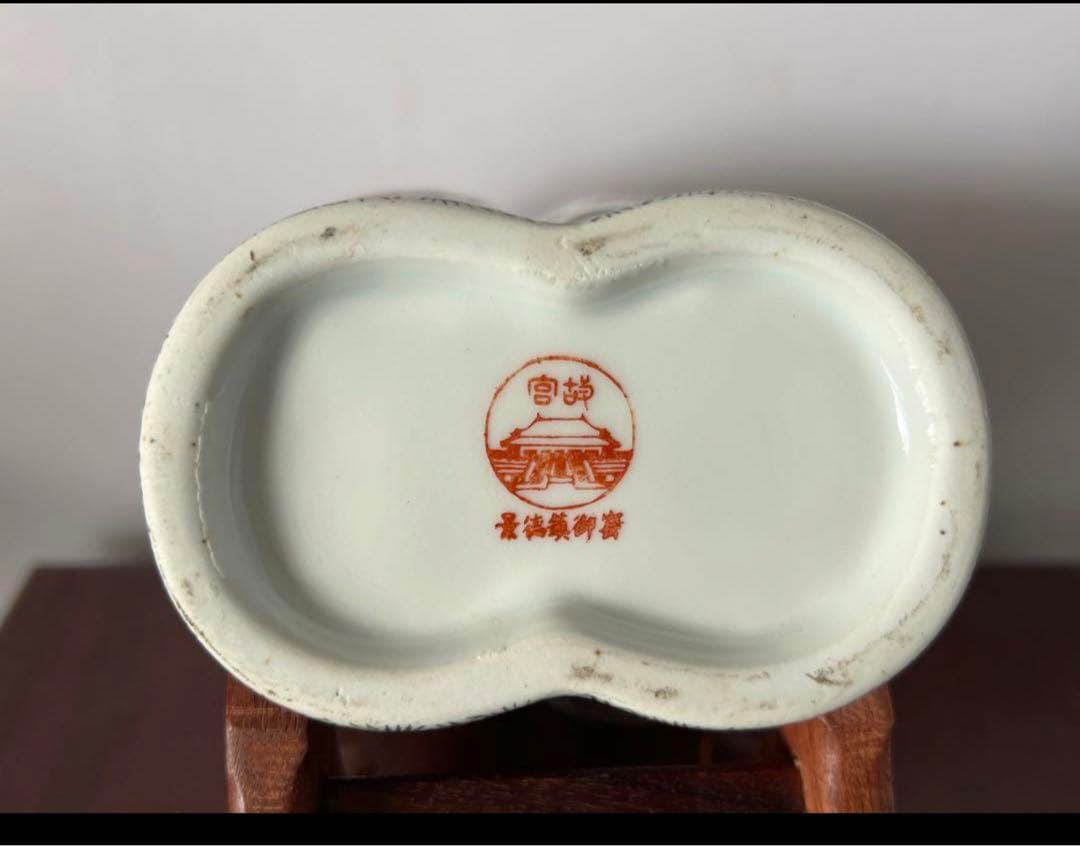 中国古美術/清清代時代珐瑯彩嬰戲紋雙聯蓋瓶/景德鎮製。 y508