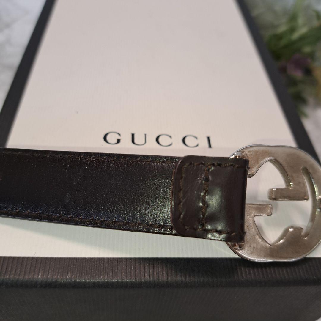 ✨️美品✨️GUCCI グッチ ベルトインターロッキング  シルバー金具ブラウン