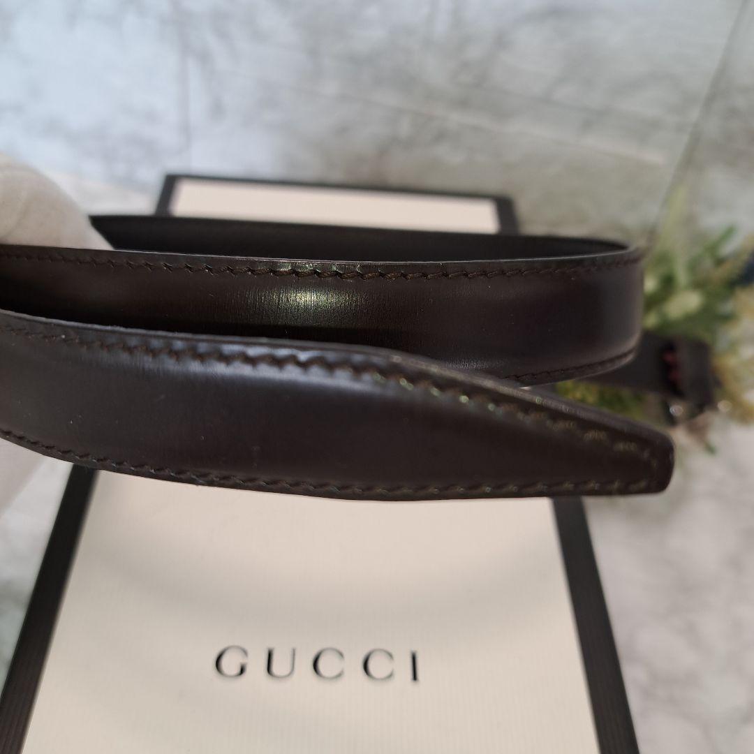 ✨️美品✨️GUCCI グッチ ベルトインターロッキング  シルバー金具ブラウン