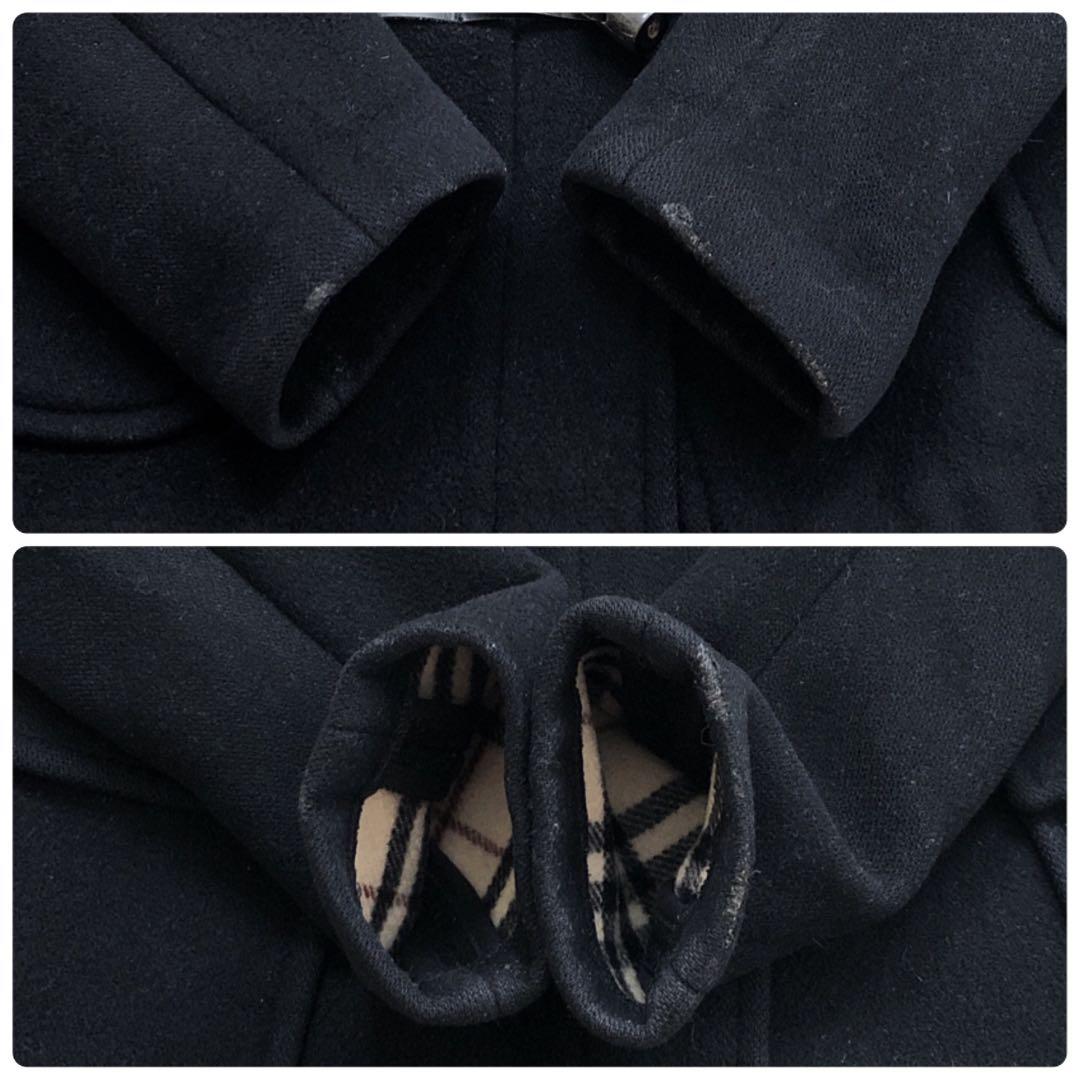 王道✨バーバリー　ダッフルコート　ノバチェック　ロゴ刻印　英国製　フード