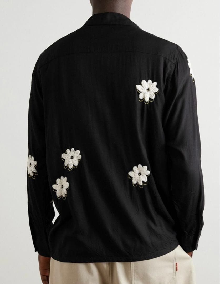 NOMA t.d. フローラルハンド　花柄刺繍 オーバーサイズシャツ　ブラウス