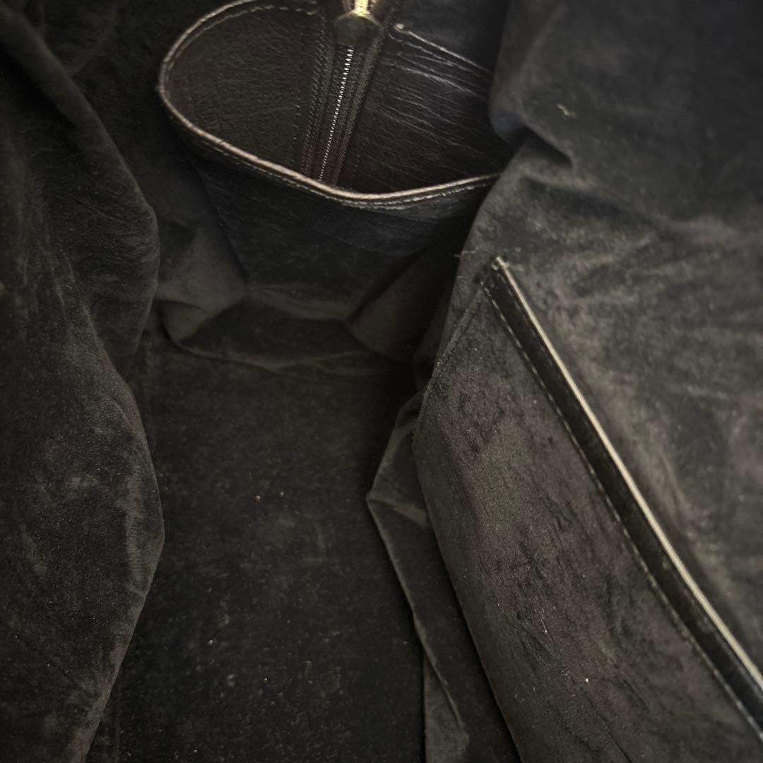 オーストリッチレザー 黒 ボストンバッグ