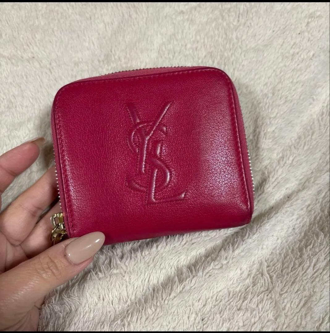 YSL バーガンディ 二つ折り財布