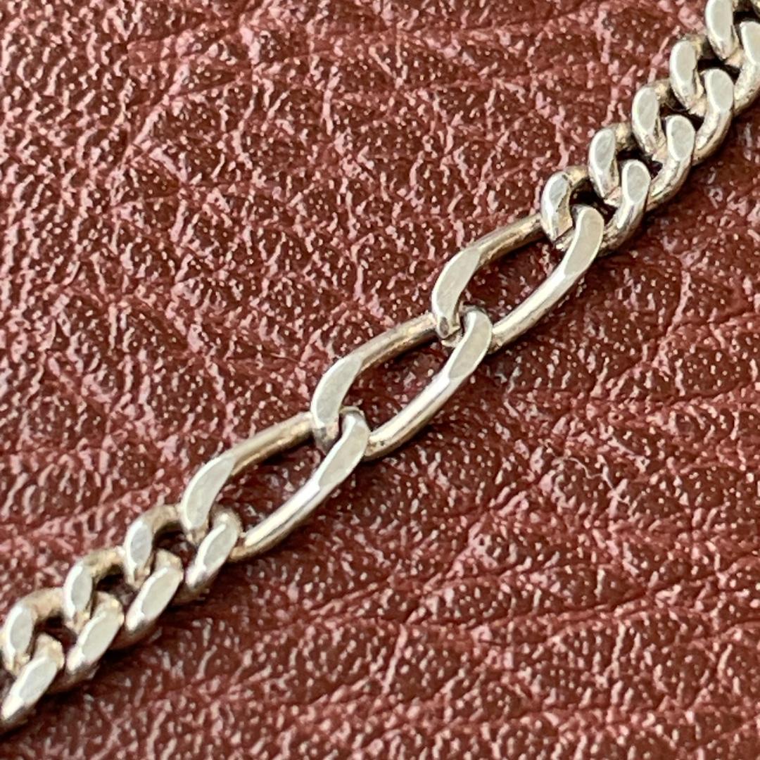 シルバー925 MEXICO フィガロチェーン ネックレス 約44cm 3mm