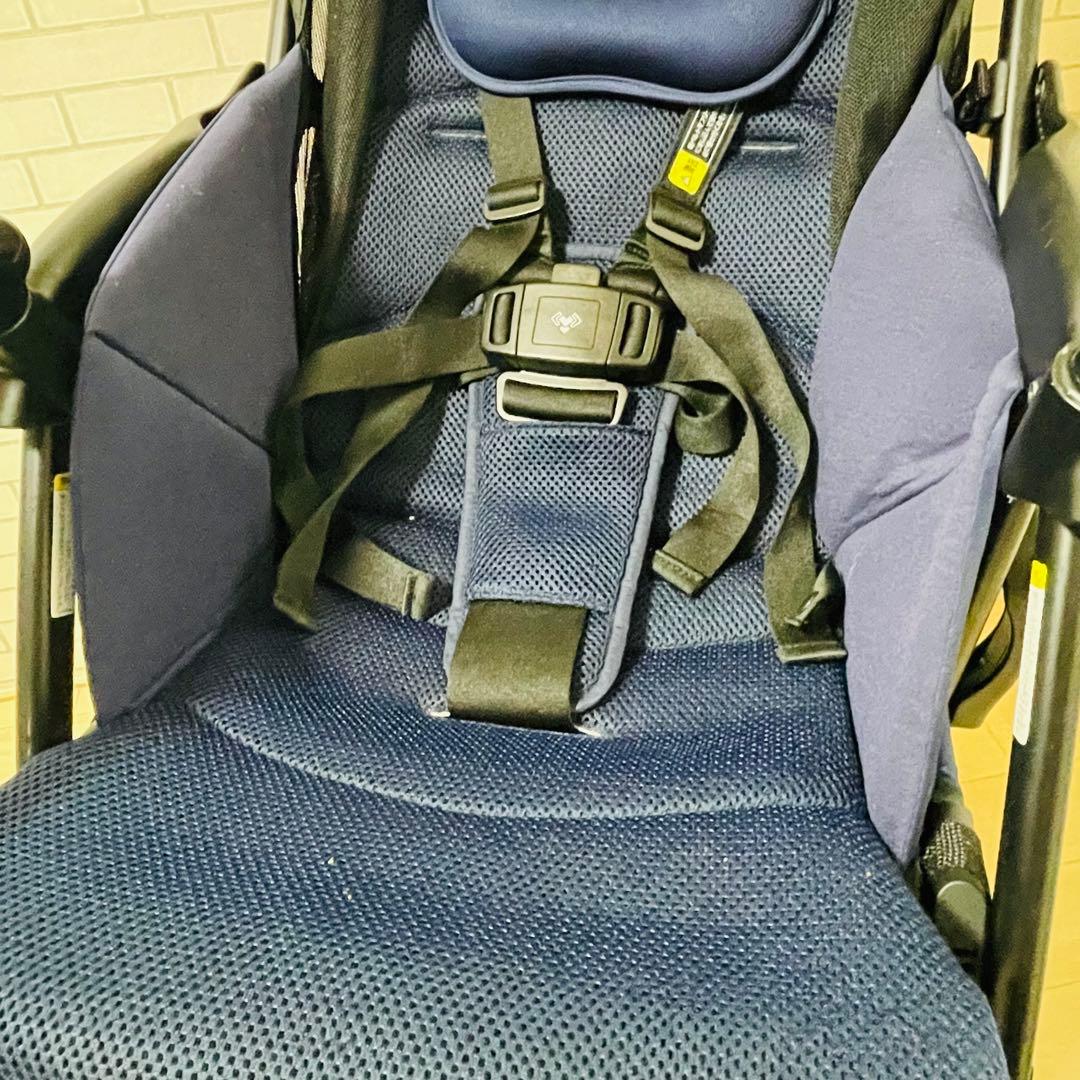 【美品】Aprica ベビーカー クルリー ネイビー レザーハンドル