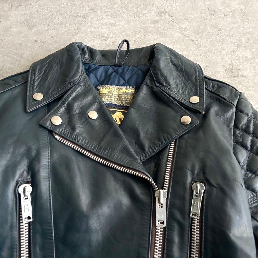 80's ルイスレザー【S】NEVADA ダブル ライダースジャケット ネイビー