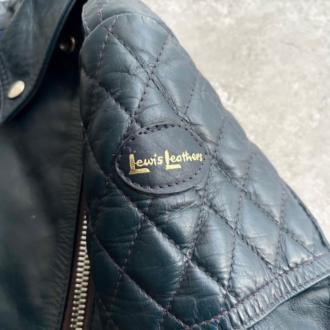 80's ルイスレザー【S】NEVADA ダブル ライダースジャケット ネイビー