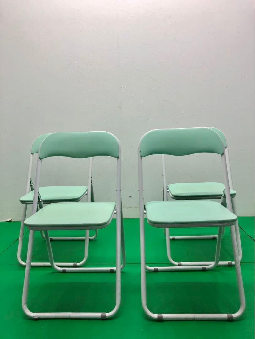 ☆引き取り限定販売☆折りたたみ椅子　4脚セット　ミント