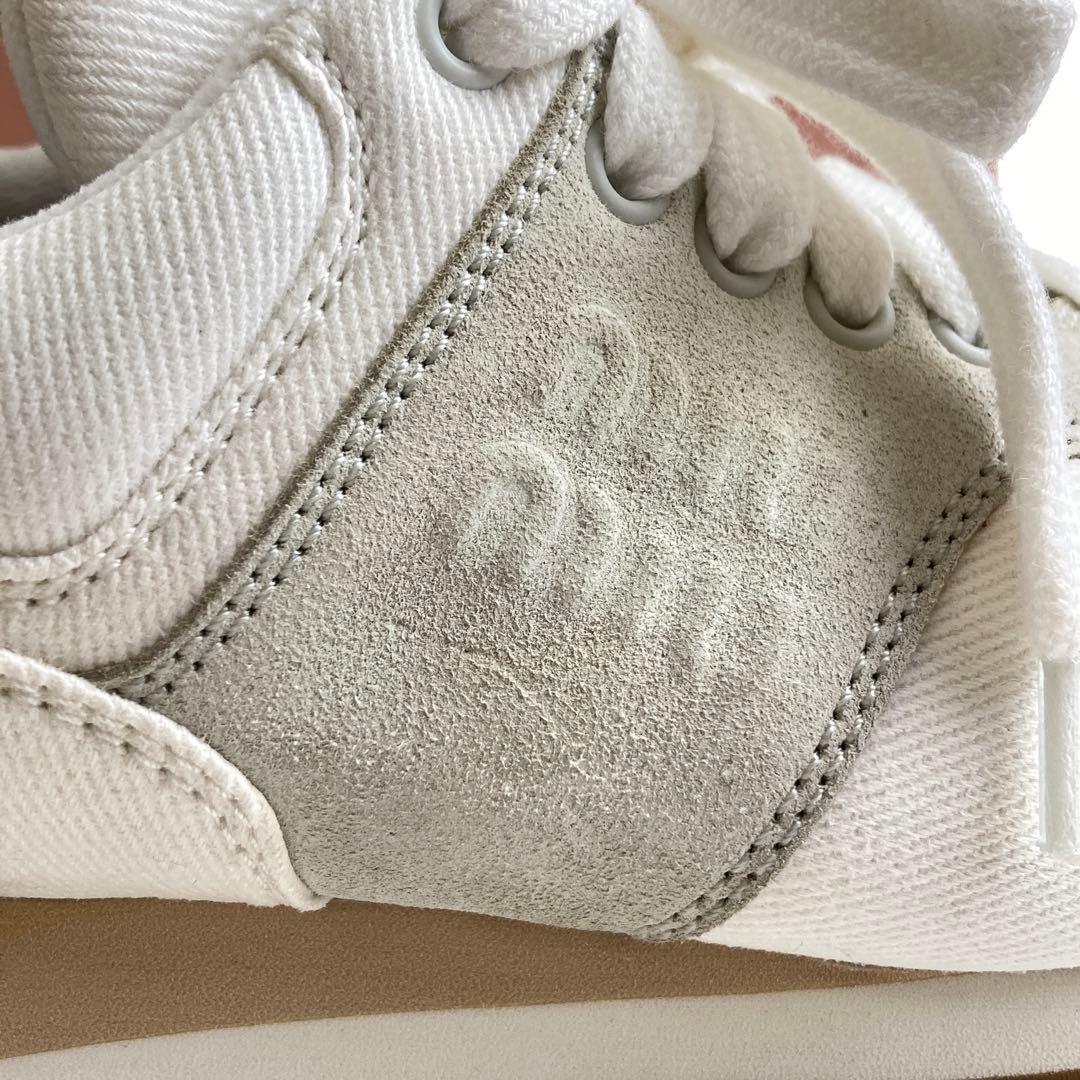 グ*ン様 miumiu ホワイト スニーカー キャンバス×スエード 靴 ニューバ