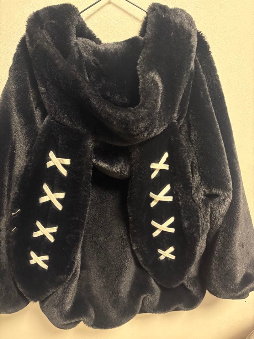 REFLEM レフレム ピアス付きうさ耳 BIGファーパーカー ブラック