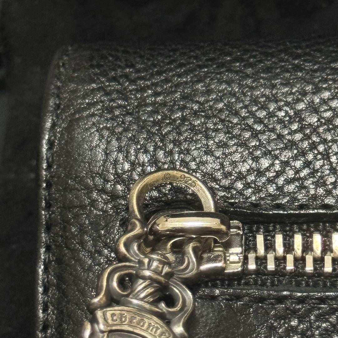 クロムハーツ ウェーブウォレット クロスボタン ブラック ヘビーレザー ミニ