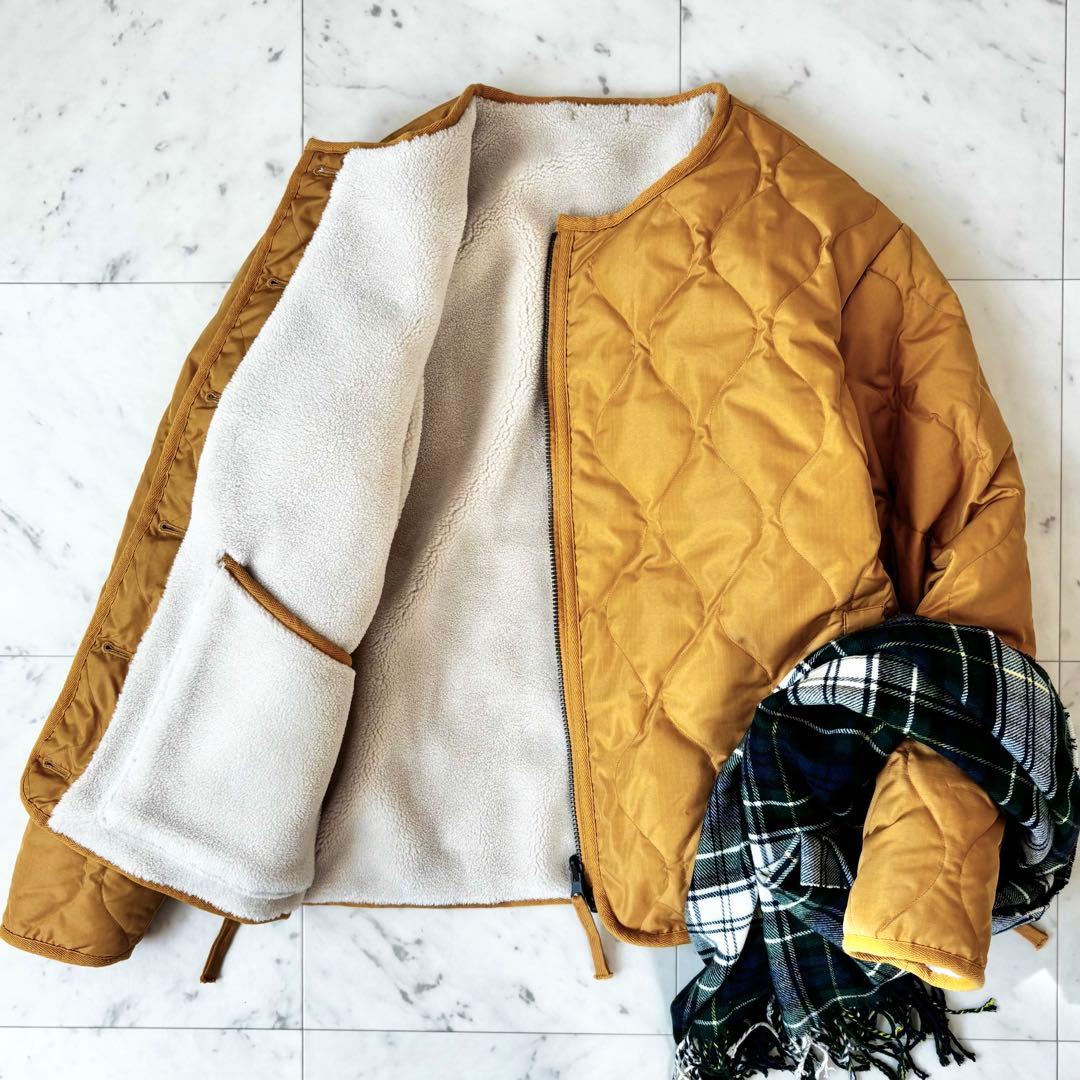 極美品　タイオン　ミリタリー リバーシブルクルーネックダウンジャケット　ボア