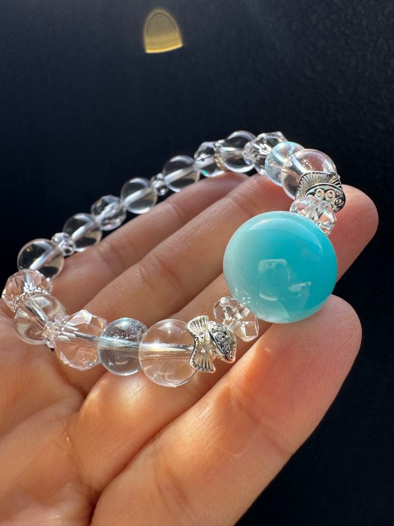 希少　宝石品質　ラリマー　ブルートパーズブレスレット