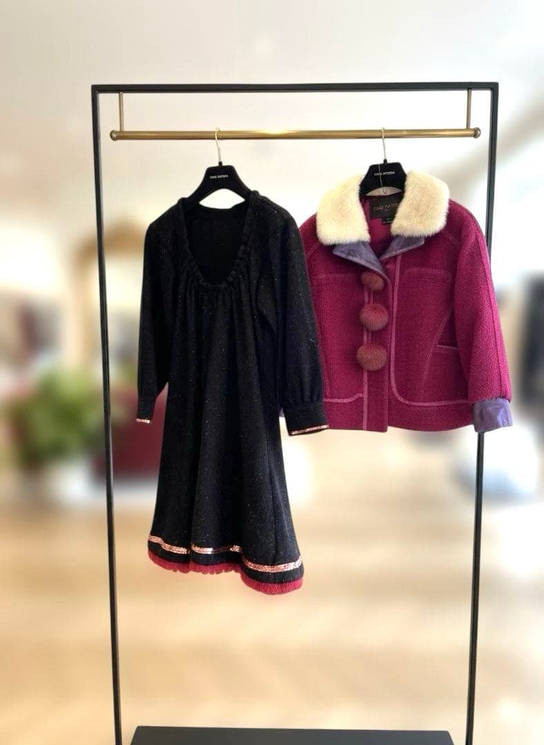 Louis Vuitton ホットピンク ミンク襟 ツイード ショートジャケット