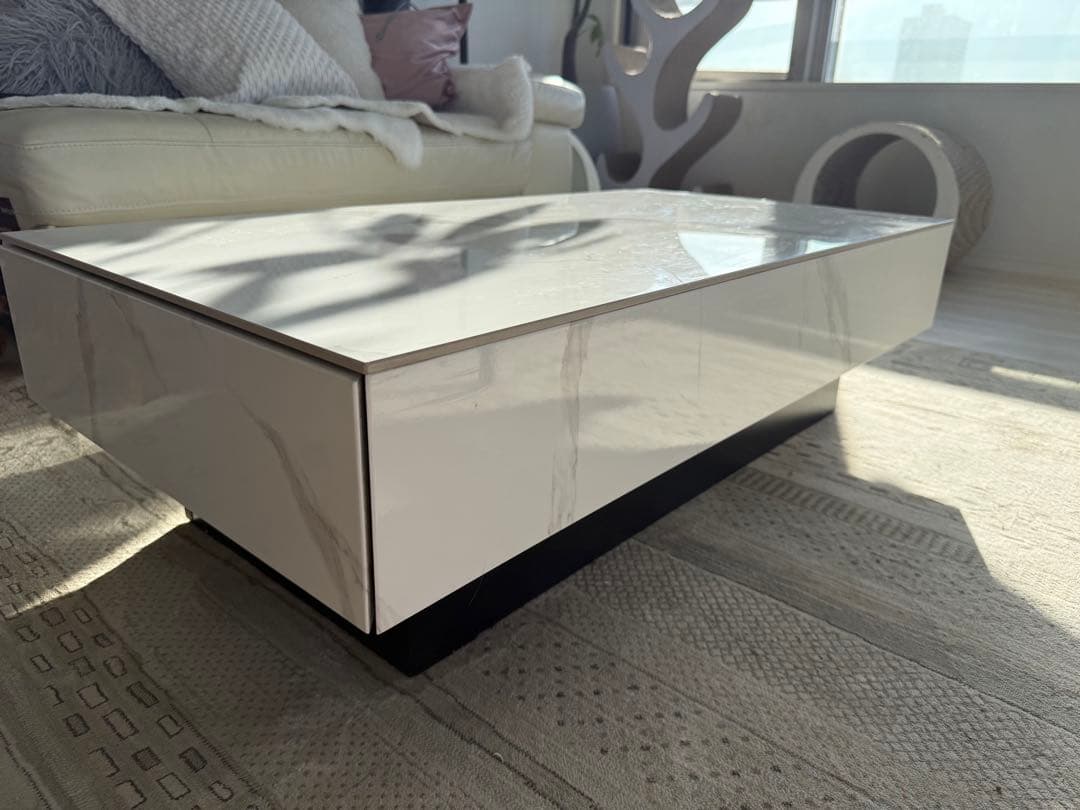 セラミック天板　ローテーブル 収納付